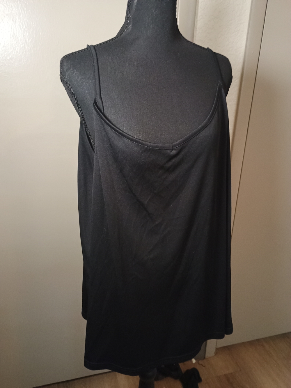Black Draped Neck Tank Top Size 3X